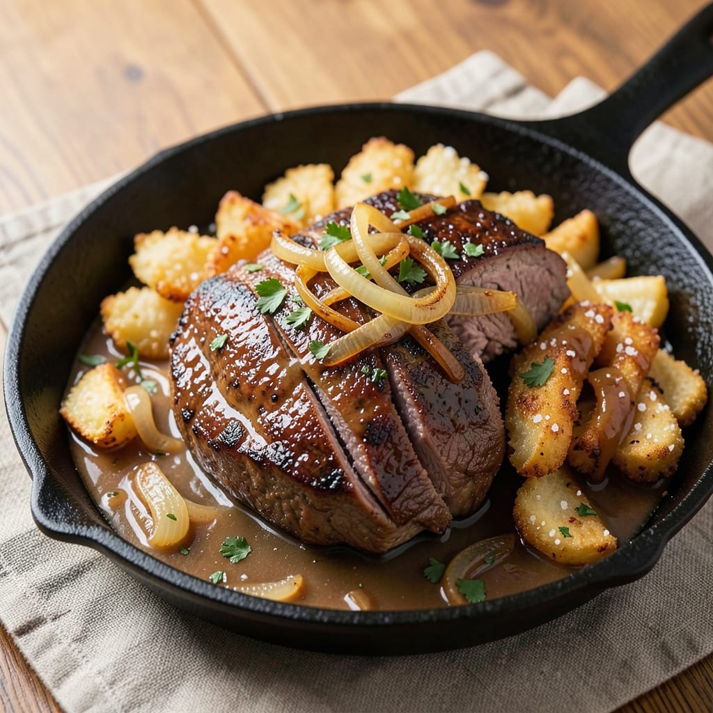 Beef and Hash Browns Recipe: Crispy Potatoes Meet Juicy Beef in One Skillet