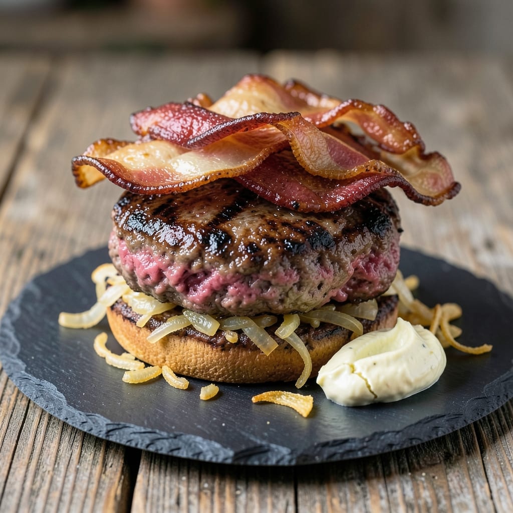 Bacon Ground Beef Burgers Recipe: Smoky Crispy Edges and Juicy Centers