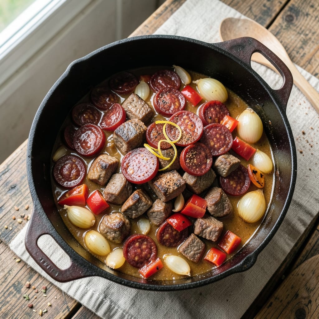 Beef and Chorizo Stew Recipe: Smoky Paprika-Infused Depth in One Pot