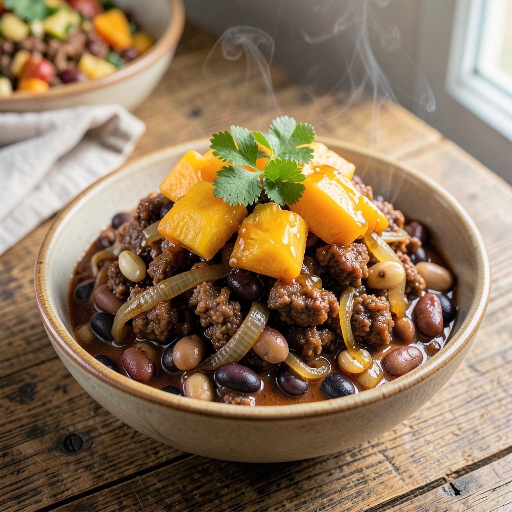 Baked Beans With Ground Beef and Pineapple Recipe: Sweet-Tart One-Pot Magic
