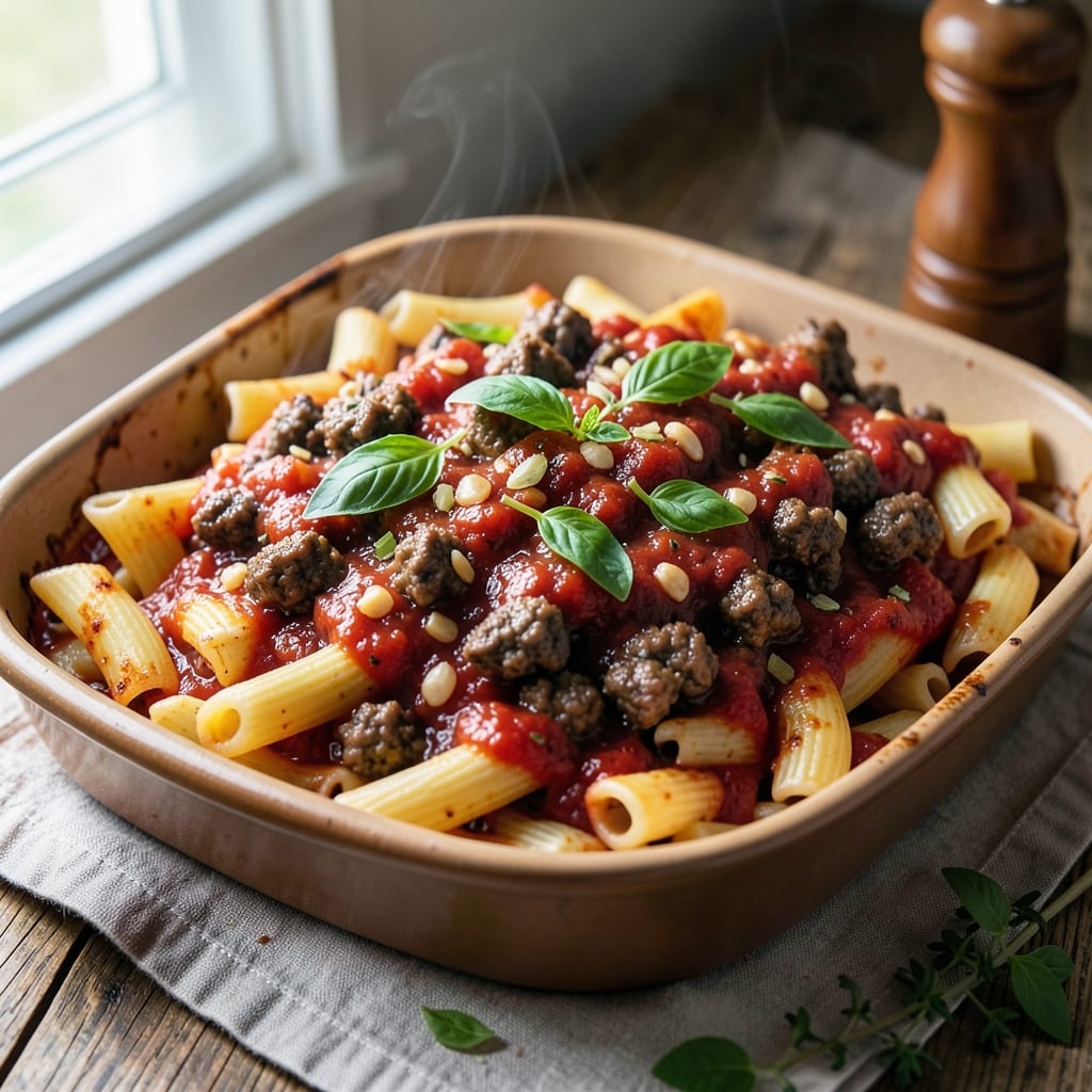Baked Beef Rigatoni Recipe: Cheesy Crust and Tender Meat in One Bake