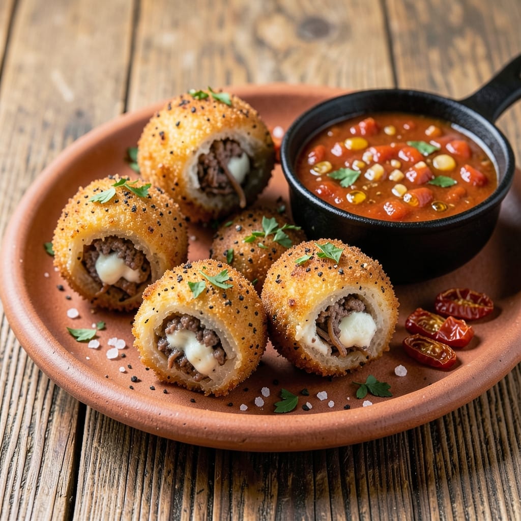 Beef Arancini Balls Recipe: Crispy Rice Encrusting With Melty Cheese Inside