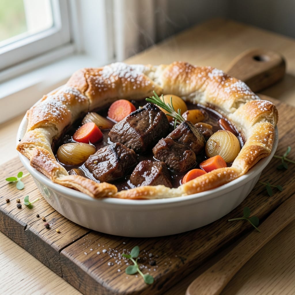 Beef and Ale Pie Recipe Slow Cooker: Flaky Crust Over Slow-Braised Beef Richness