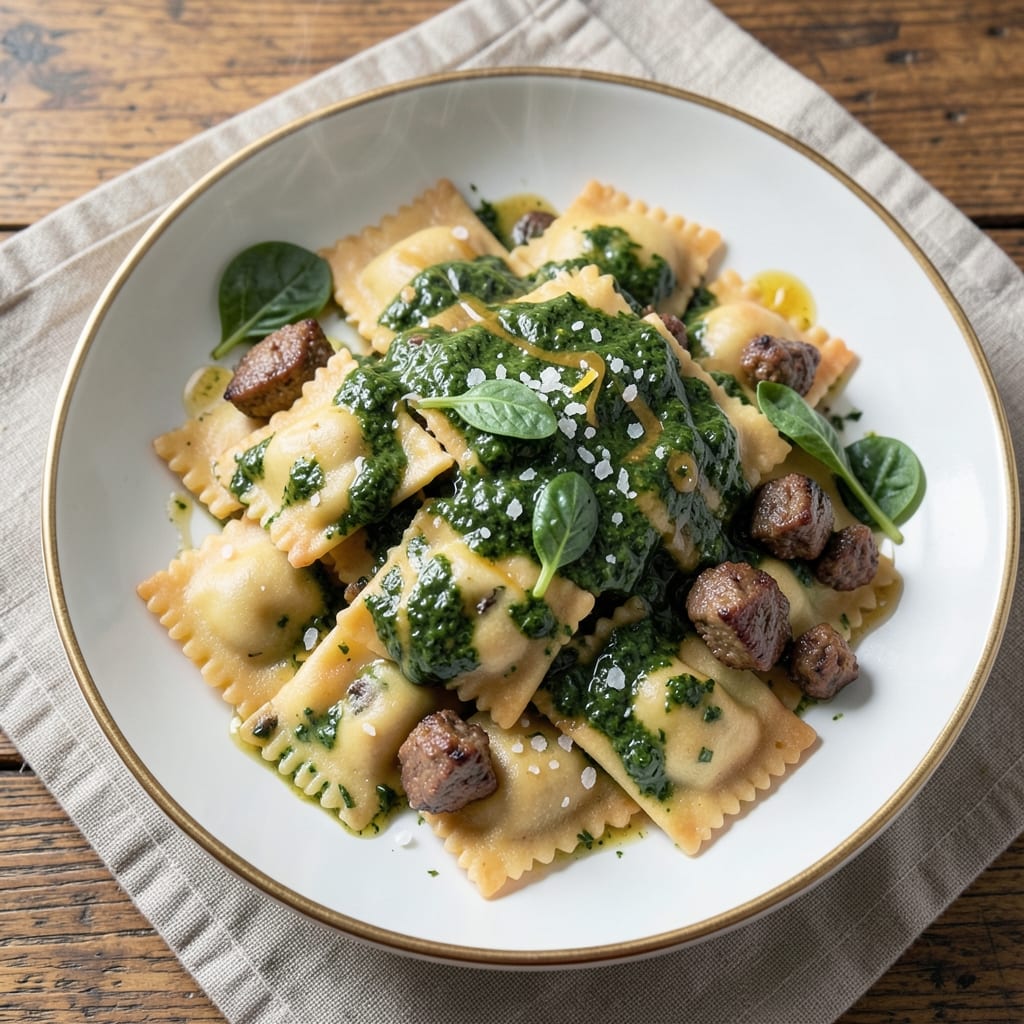 Beef and Spinach Ravioli Recipe: Homemade Pasta With Rich Cheese and Herb Filling