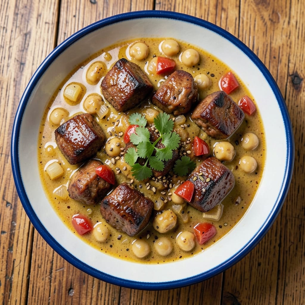 Beef and Chickpea Curry Recipe: Spiced Coconut and Tomato Harmony