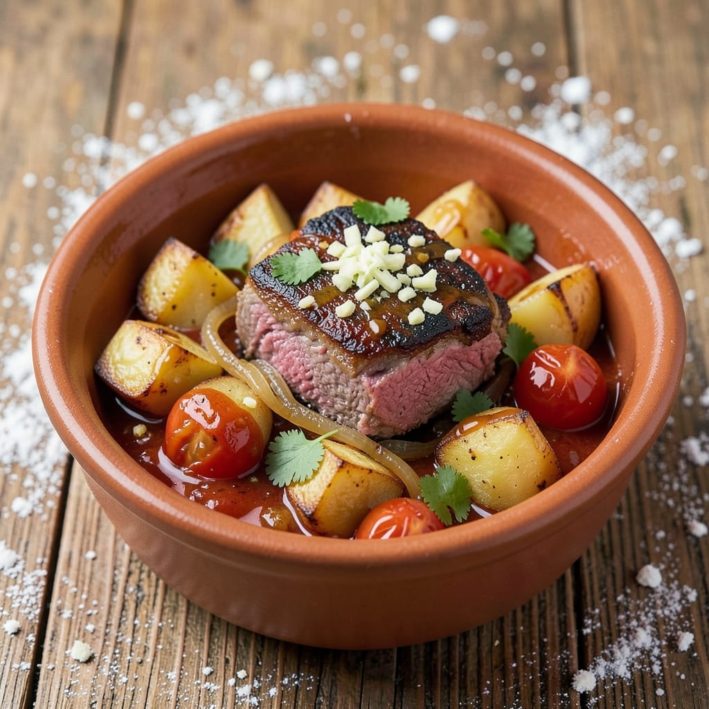 Beef Aloo Recipe: Spiced Potato and Beef Simmered in Tomato Gravy