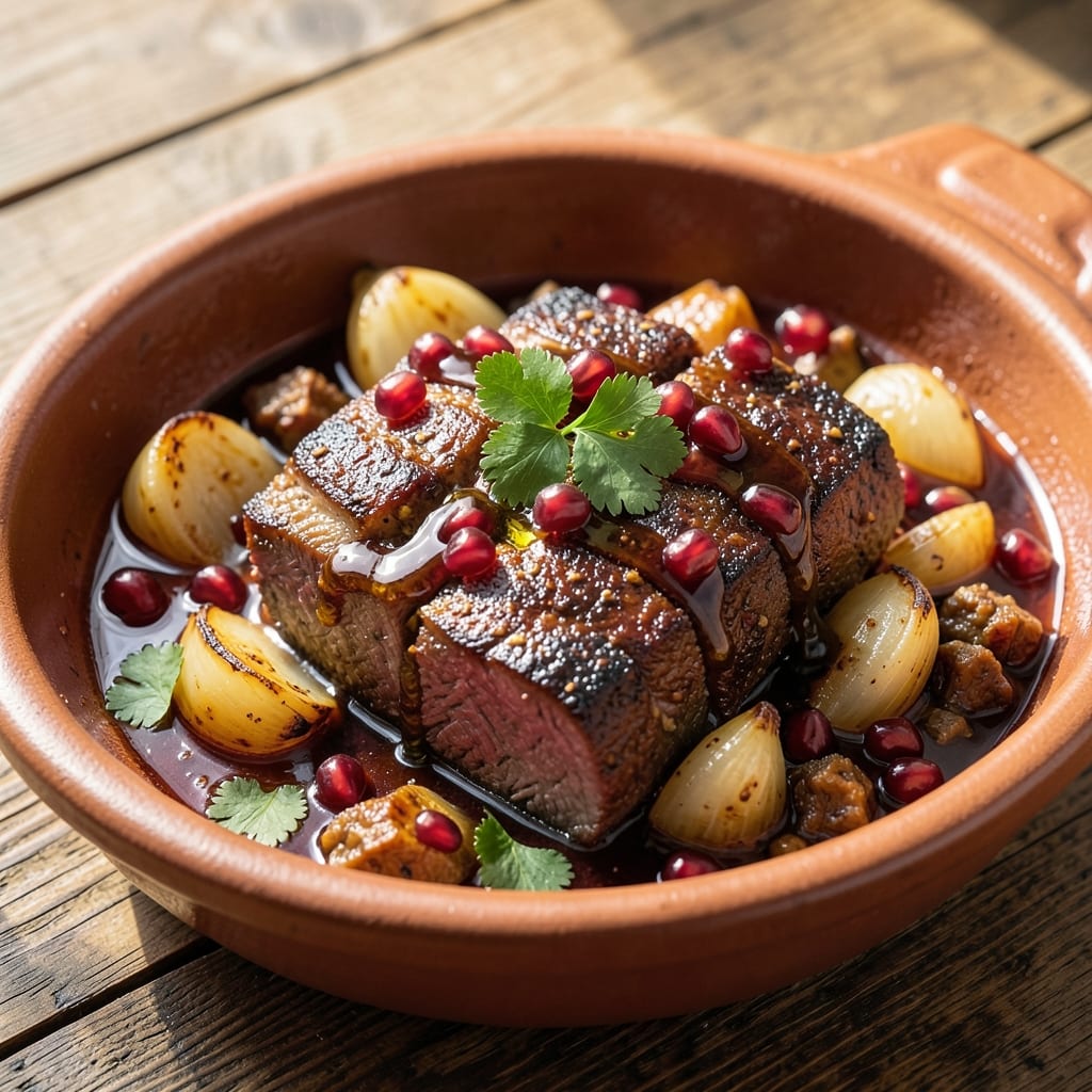 Beef and Pomegranate Recipe: Ruby Jewels and Tender Meat in One Pot