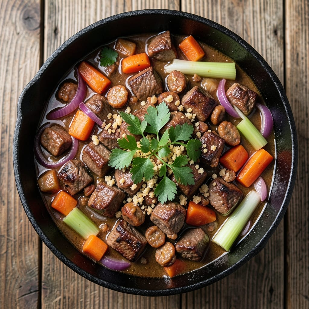 Beef and Sausage Stew Recipe: Deep Umami Bomb With Hearty Meat and Root Vegetables