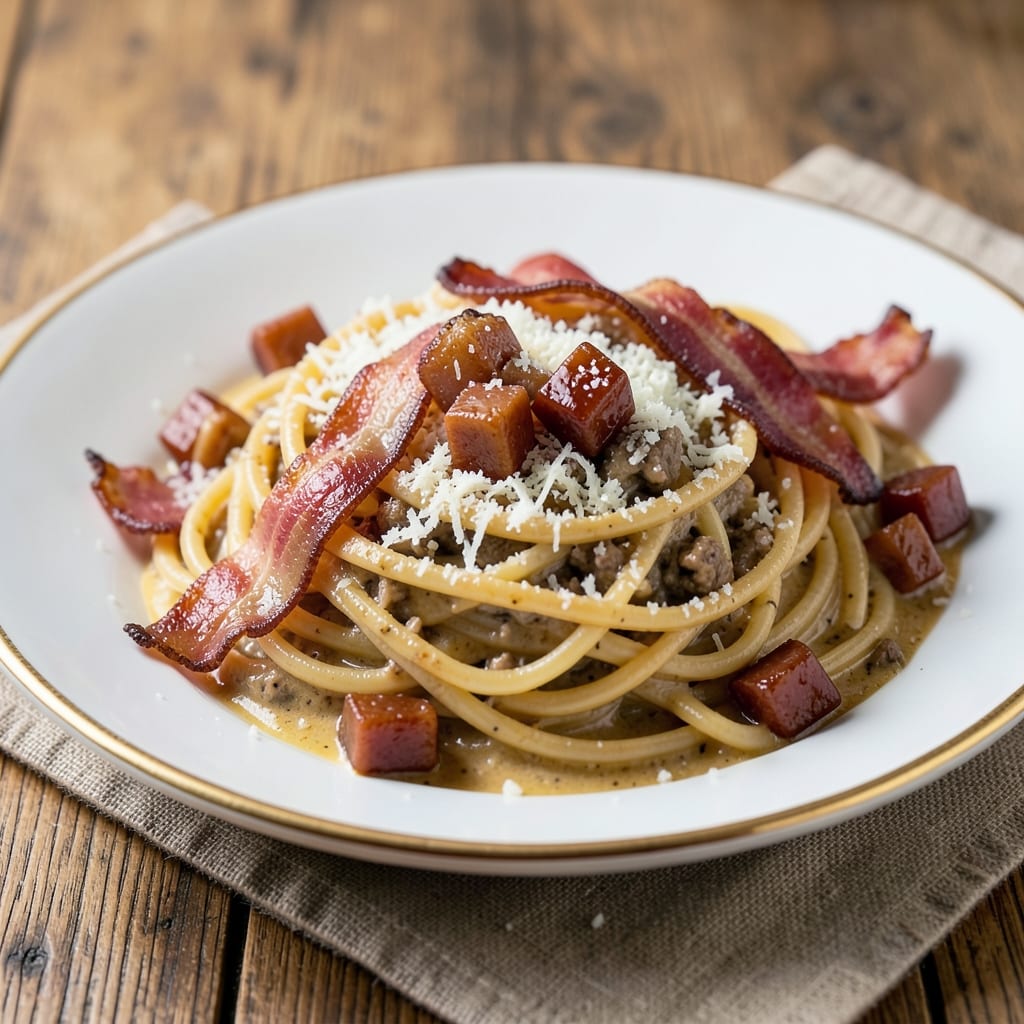 Beef Bacon Carbonara Recipe: Smoky Pancetta Crunch and Eggy Silk