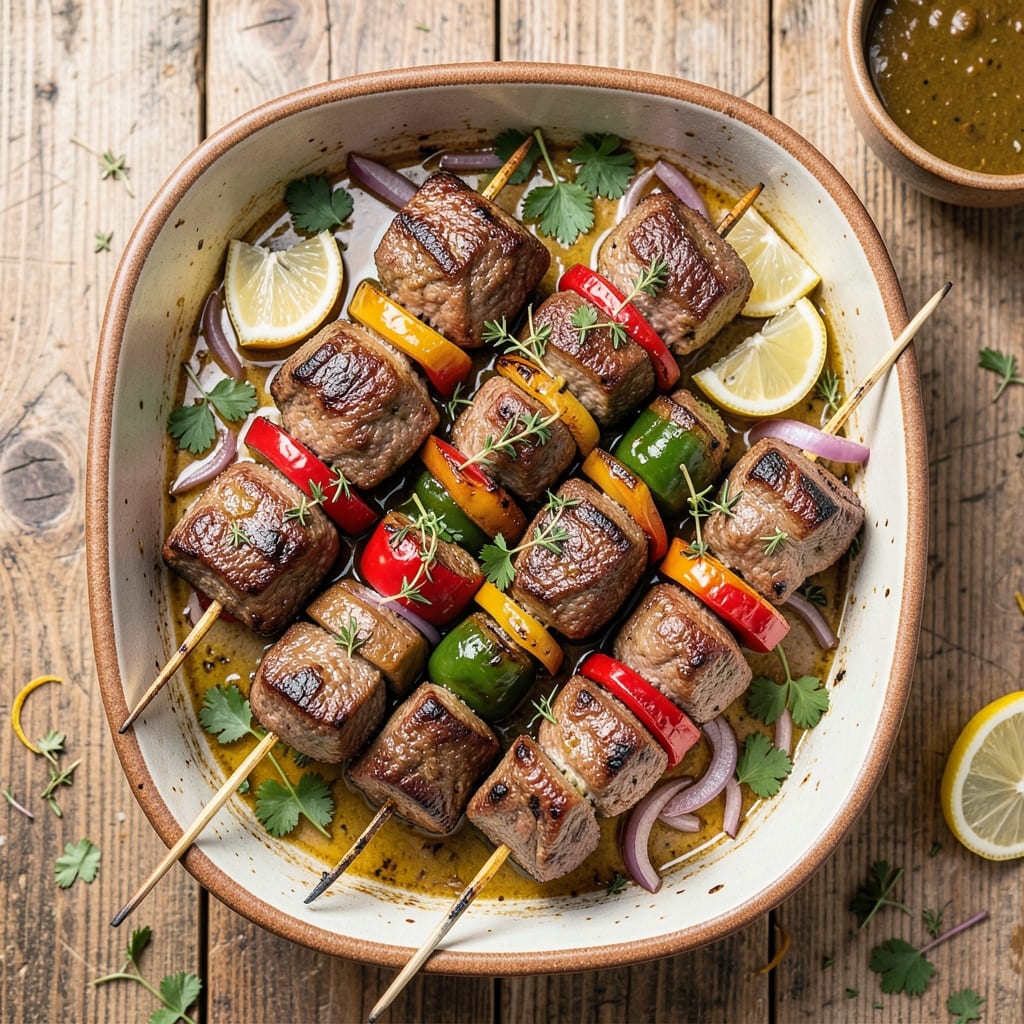 Baked Beef Kabobs Recipe: Charred Crust and Juicy Centers in One Pan