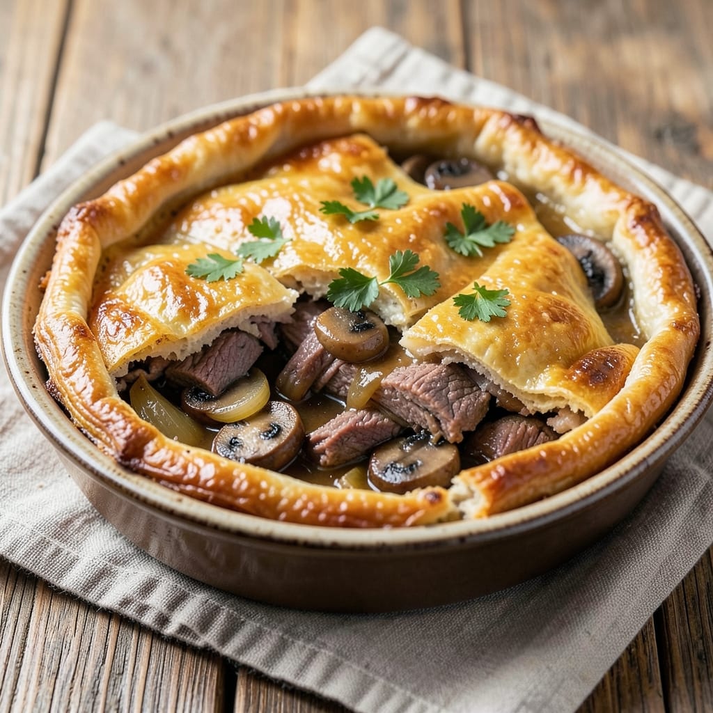 Beef and Mushroom Pie Recipe UK: Golden Crust Over Rich Meat Sauce