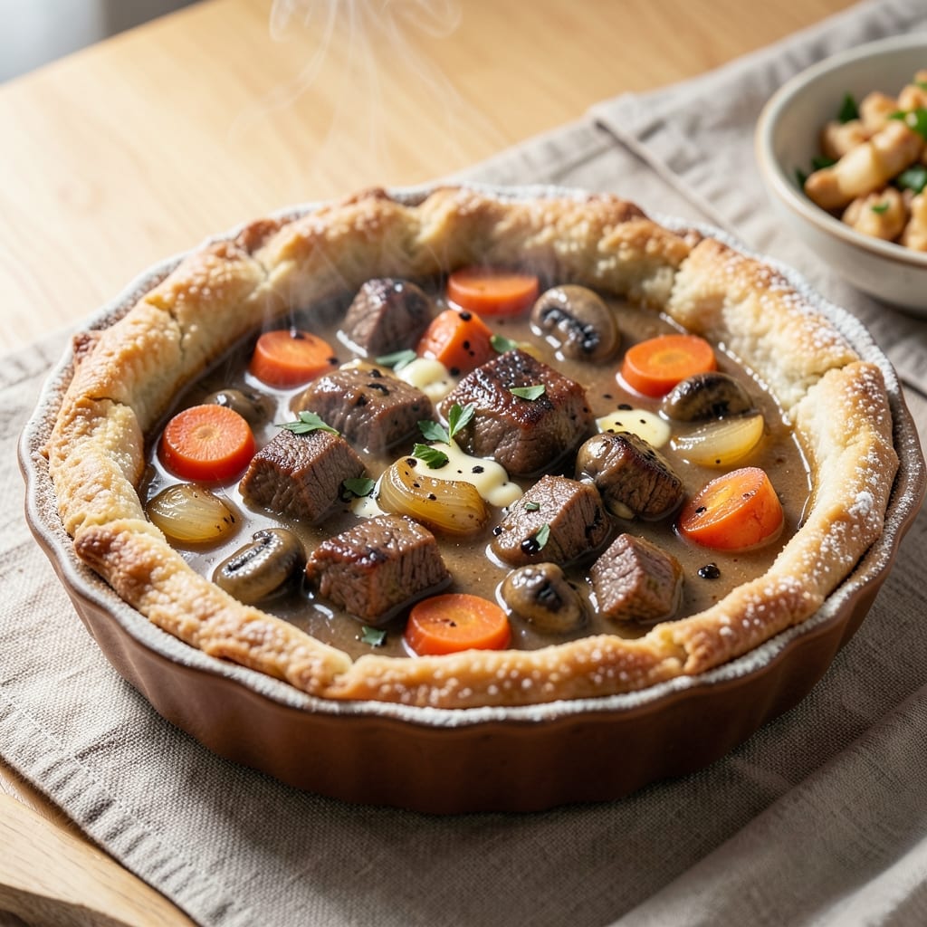 Beef and Mushroom Pot Pie Recipe: Crispy Top, Flaky Layers, Home-Style Richness