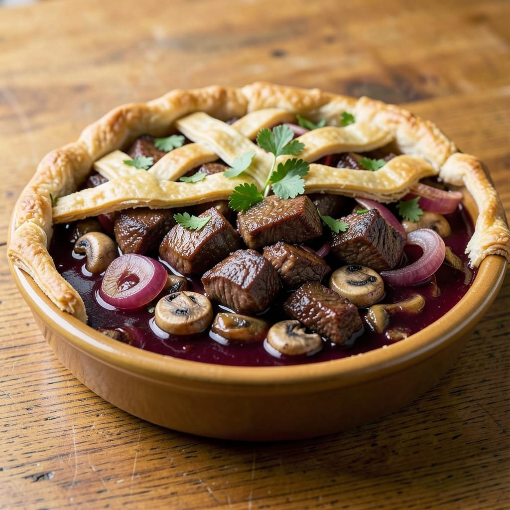 Beef and Burgundy Pie Recipe: Wine-Infused Meat and Mushroom Richness