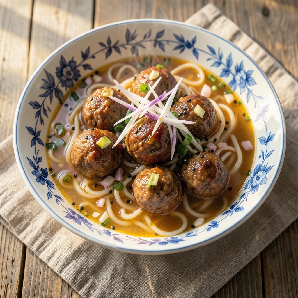 Beef Ball Noodle Soup Recipe: Umami-Packed Broth and Chewy Meatballs