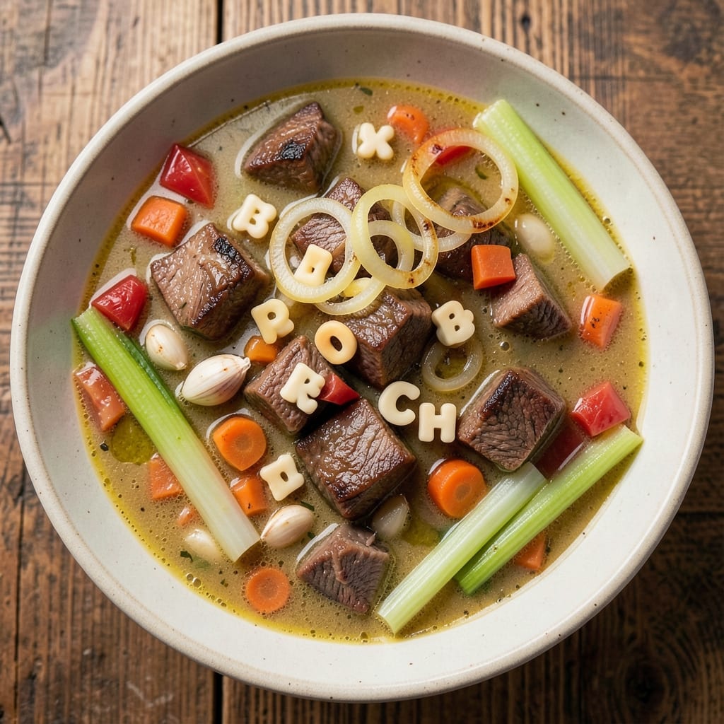 Beef Alphabet Soup Recipe: Herbed Broth and Tiny Pasta Pairs