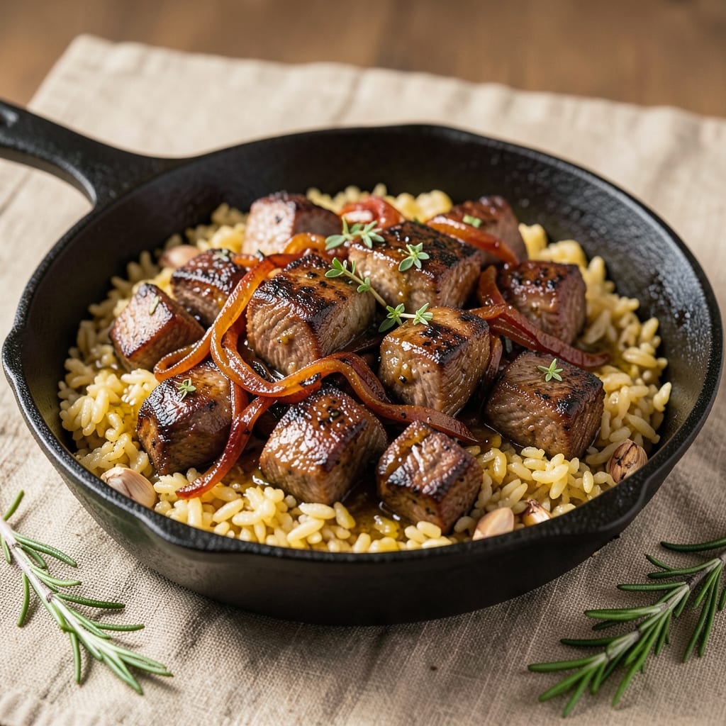 Beef Baked Rice Recipe: Savory Beef and Herbed Arborio Crisp
