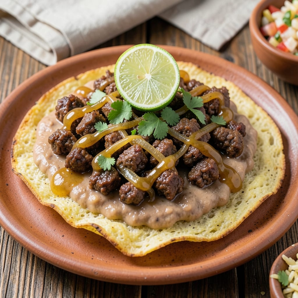 Beef and Bean Tostadas Recipe: Crispy Tortillas Loaded With Smoky Beans