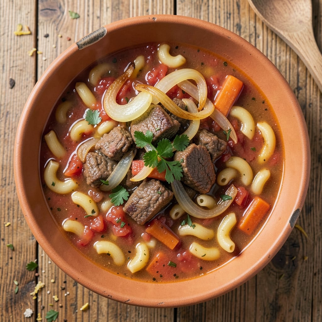 Beef and Tomato Macaroni Soup Recipe: One-Pot Creaminess With Meatball Magic