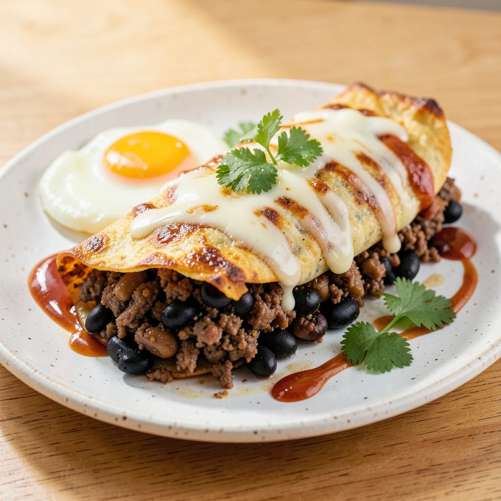 Baked Beef and Bean Burrito Recipe: Crispy Tortilla Crunch With Melty Cheese Layers