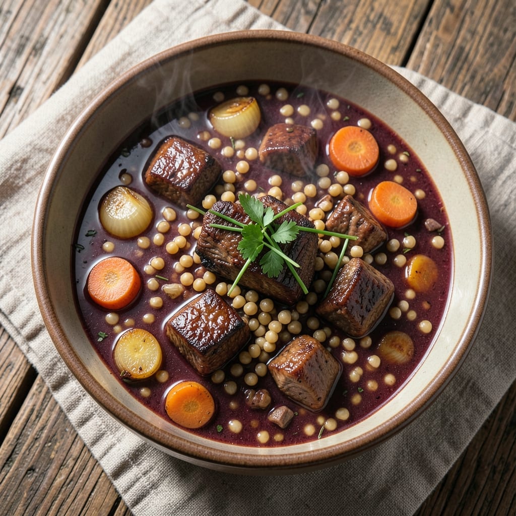 Beef Barley Soup with Red Wine Recipe: Deep Umami Wine-Infused Heartiness