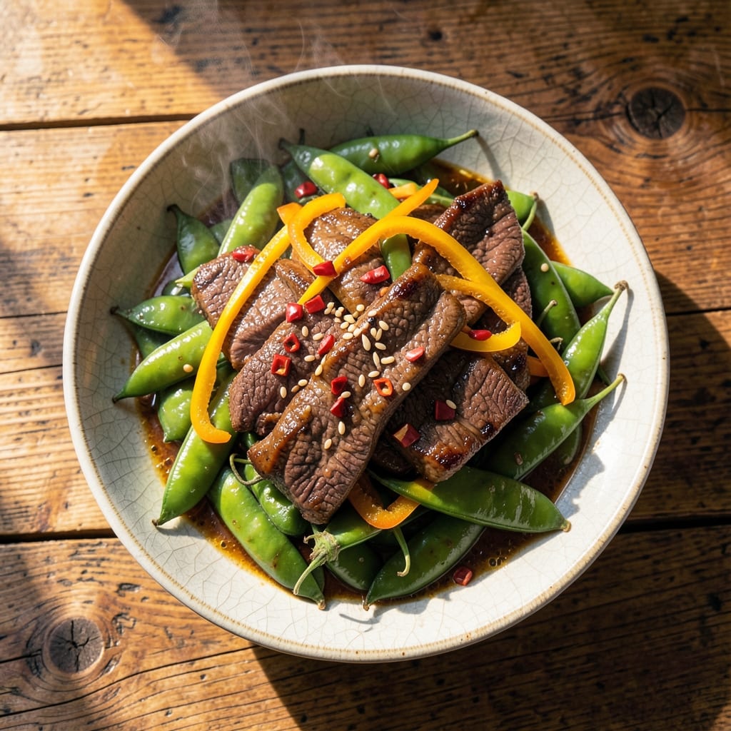 Beef and Peapod Stir Fry Recipe: Wok-Hei Crispy Beef with Crunchy Pods
