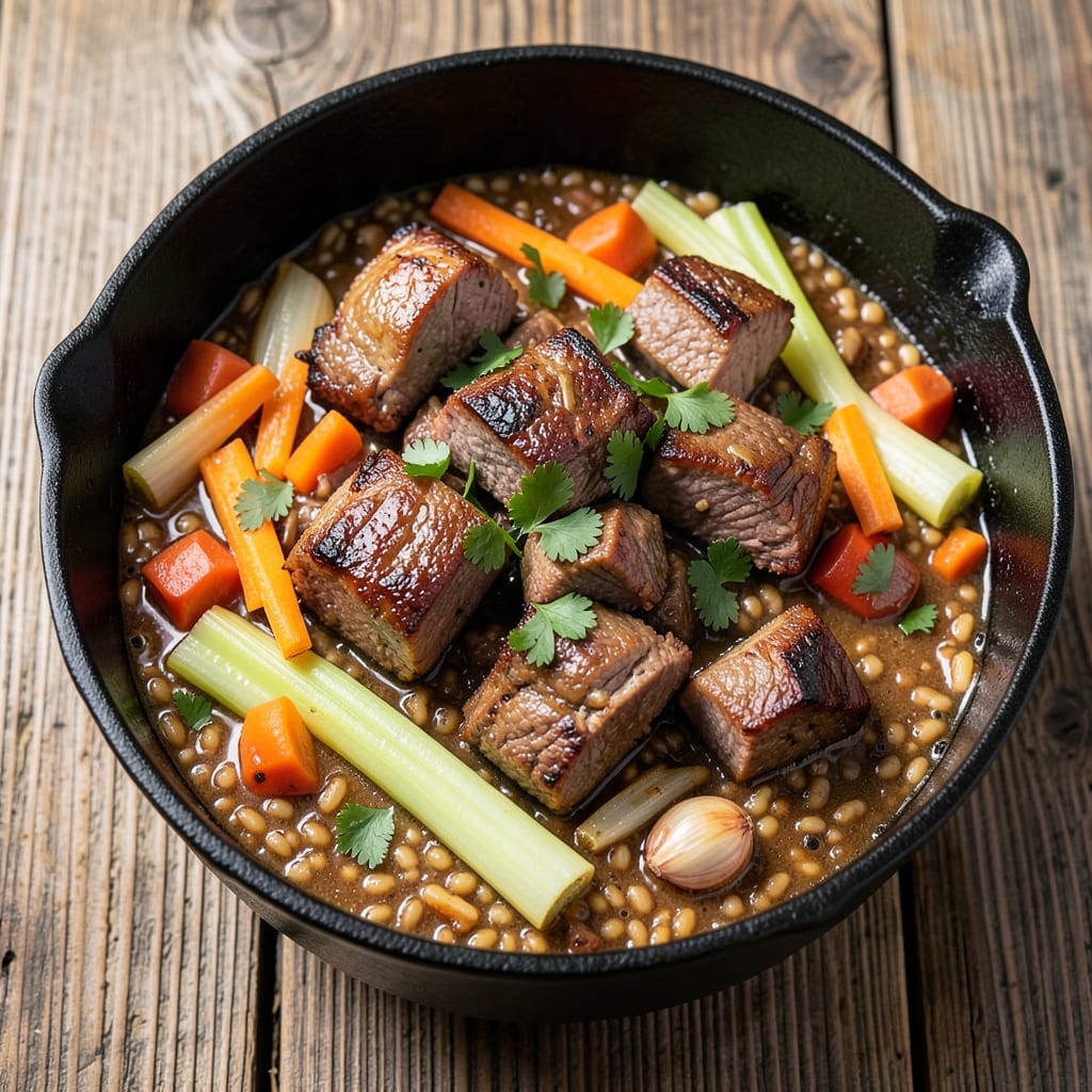 Beef Bar Recipe: Slow-Braised Beef and Barley Stew With Deep Umami