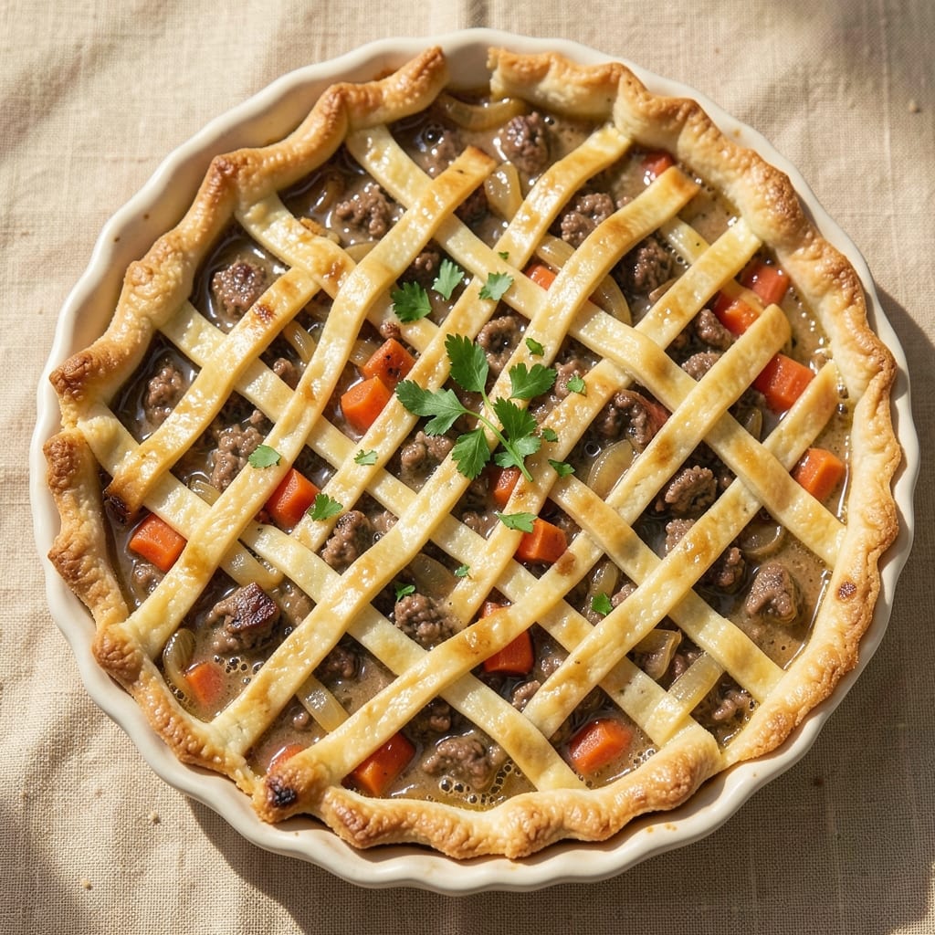 Basic Beef Pie Recipe: Flaky Crust Envelops Savory Meat and Herbs