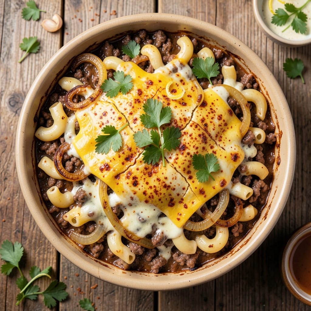 Beef and Cheddar Casserole Recipe: Cheesy Crispy Crust, Fork-Tender Beef