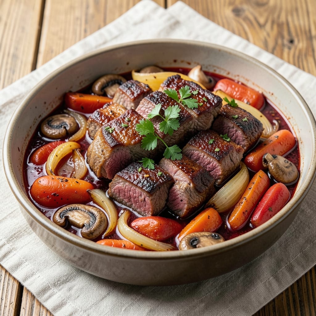 Basic Beef Bourguignon Recipe: Deep Wine-Braised Richness in One Pot